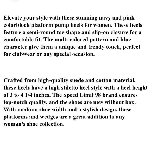 Womens Shoes Size 6 Faux Suede Platform Pump Heels in Navy Pink Colorblock NIB - Picture 3 of 6